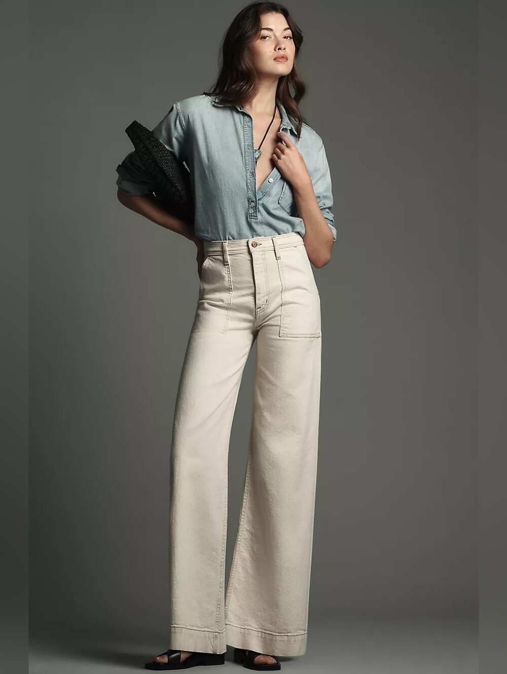 Pistola Ivory Penny High Rise Wide Leg Jeans NEW